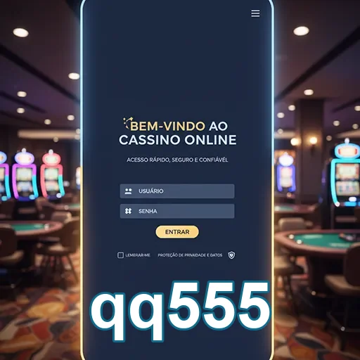 Tela de login do qq555 para acesso ao cassino online.