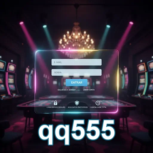 Tela de login do qq555 com campos de e-mail e senha.