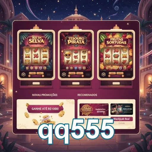 Interface do qq555 com jogos VIP de slots disponíveis.