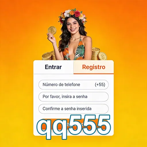 Tela de registro no qq555 com uma assistente virtual.