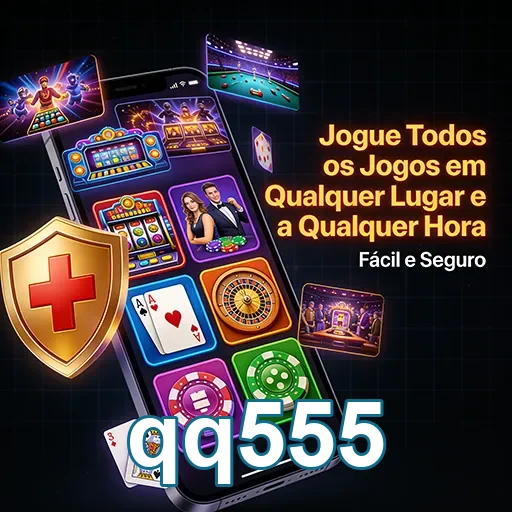 Interface do qq555 com jogos diversos em dispositivo móvel.