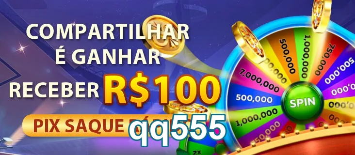 Roda de prêmios do qq555 com bônus de R$100 e saque via PIX.