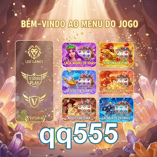 Menu de jogos da plataforma qq555 com diversas opções.