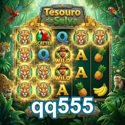 Interface do slot Tesouro da Selva na qq555 jogando com segurança.