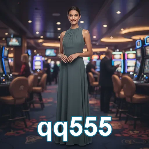 Jogadora VIP em cassino do site qq555, destacando sofisticação.
