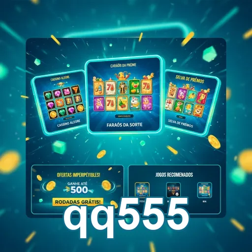 Tela de jogos e promoções do cassino online qq555.